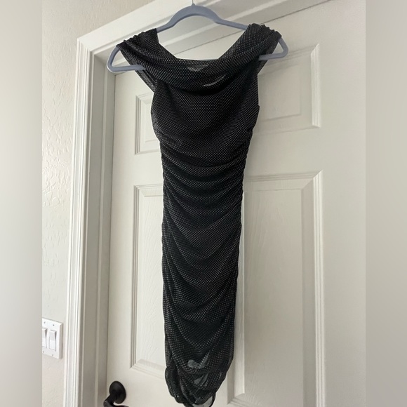 Guess Off The Shoulder Black Dress with White Polka Dots |Color: Black |Size: XS - Picture 5 of 5